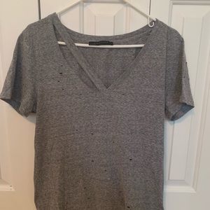 Distressed v-neck